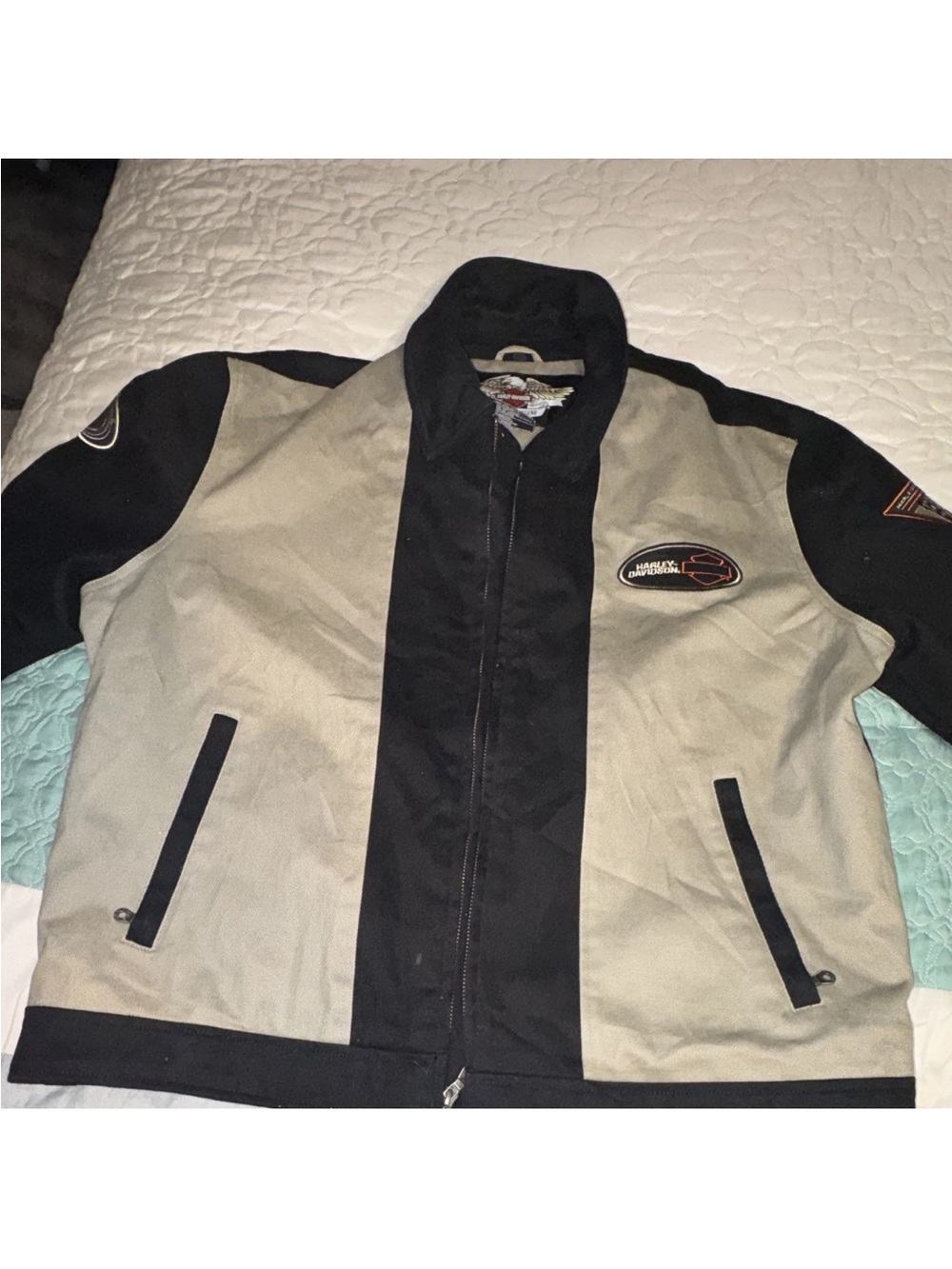 Harley-Davidson Men’s Black and Tan Two-Tone Jacket